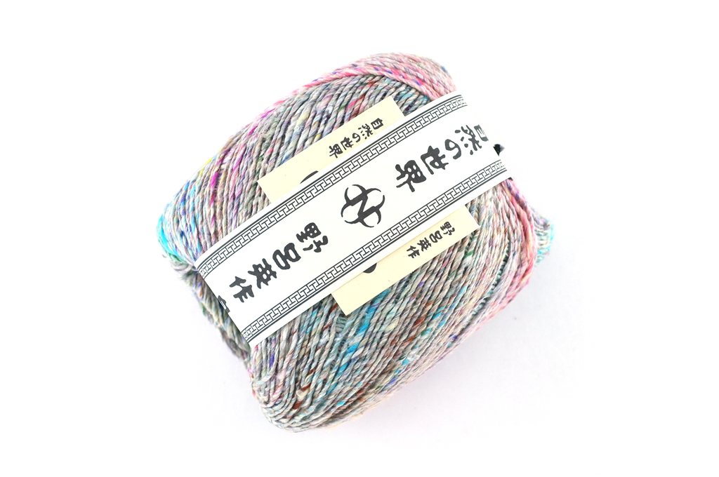 Noro Kompeito, cotton, silk yarn, sport/DK, Ichinoseki 03 tweed on warm white