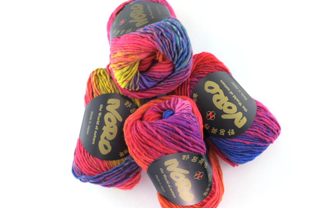Noro Kureyon Color 102, Worsted Weight 100% Wool Knitting Yarn, red, yellow, pink