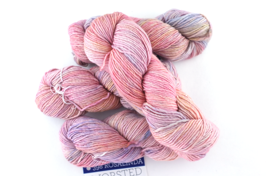 Malabrigo Worsted in color Rosalinda, #398, Merino Wool Aran Weight Knitting Yarn, beautiful pinks, peach from Purple Sage Yarns