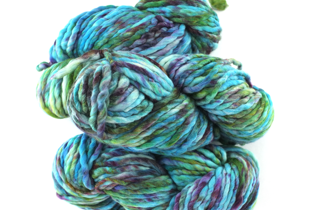 Malabrigo Rasta in color Boomerang, Super Bulky Merino Wool Knitting Yarn, turquoise, aqua, purple, #197 from Purple Sage Yarns
