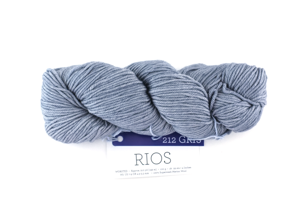 Malabrigo Rios in color Gris, Merino Wool Worsted Weight Superwash Knitting Yarn, cool light gray, #212