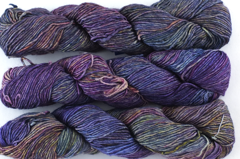 Malabrigo Silky Merino in color Queguay, DK Weight Silk and Merino Wool Knitting Yarn, soft purples, #877 from Purple Sage Yarns