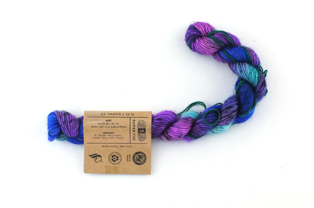 Unicorn Tails by Madeline Tosh, Gosia, blue, pink superwash fingering mini-skein yarn