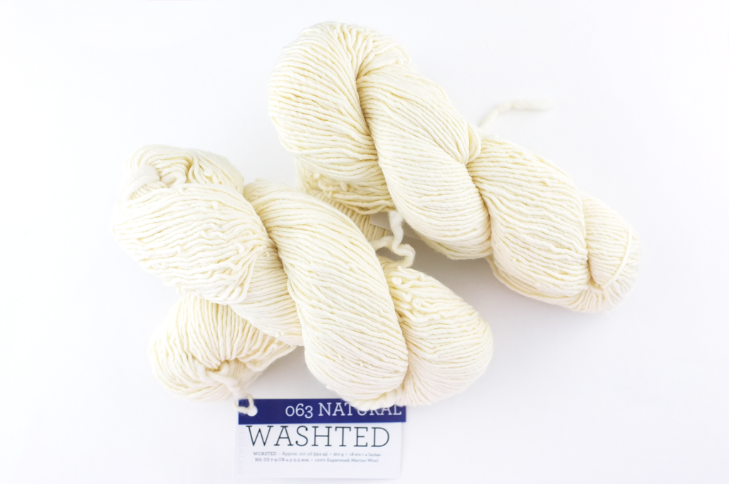 Malabrigo Washted in color Natural, Aran Weight Merino Superwash Wool Knitting Yarn, off-white, #063