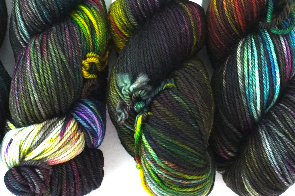 Dream in Color Classy color Charcoal Prismatic 574, rainbow with dark gray, worsted weight yarn