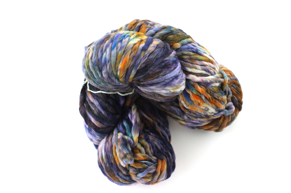 Malabrigo Rasta in color Trompo, Merino Wool Super Bulky Knitting Yarn, purples, rust, orange, #191 - Purple Sage Yarns