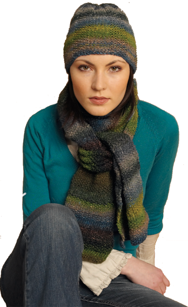 Noro Silk Garden Cowslip Hat and Scarf, free digital knitting pattern download