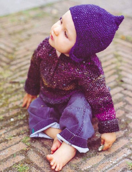 Noro Silk Garden Moss Stitch Baby Sweater, free digital knitting pattern download