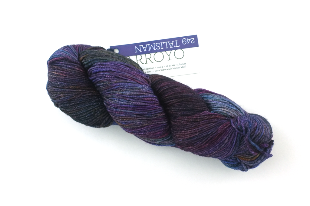 Malabrigo Arroyo in color Talisman, Sport Weight Merino Wool Knitting Yarn, purples, olive, #249 - Purple Sage Yarns