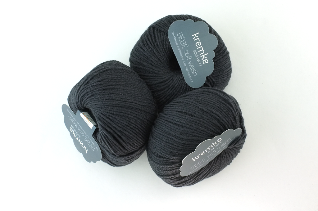 Bébé Soft Wash Baby Yarn, Silver Gray, solid darker gray, sport weight superwash merino wool