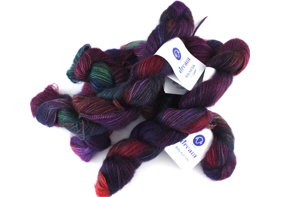 Billy Kid Silk, laceweight, Cabaret 901, mulberry, red, Dream in Color yarn