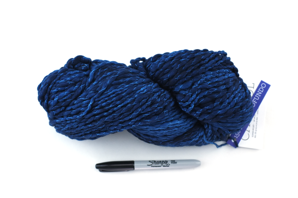 Malabrigo Caracol in color Azul Profundo #150, Super Bulky thick and thin superwash merino knitting yarn in deep blue - Purple Sage Yarns