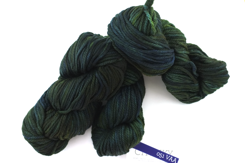 Malabrigo Chunky in color VAA, Bulky Weight Merino Wool Knitting Yarn, dark green medley, #051 - Purple Sage Yarns