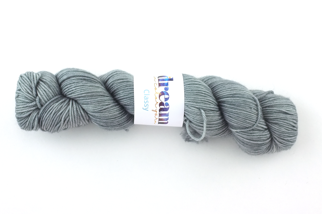 Dream in Color Classy color Gray Tabby 003, worsted weight superwash wool knitting yarn, medium gray, semi-solid