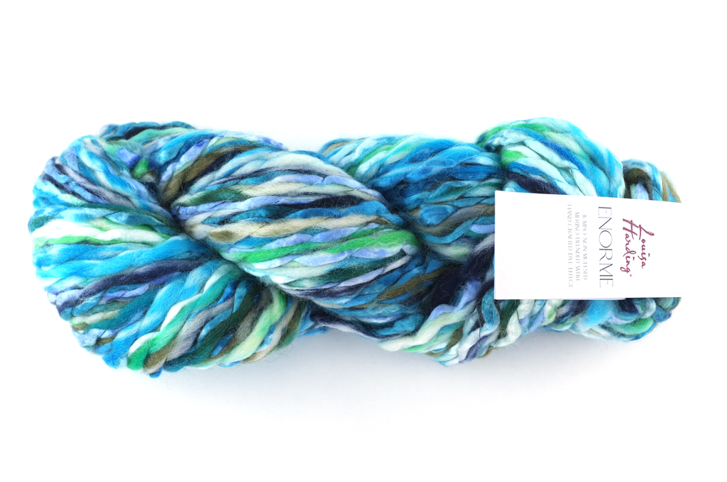 Super Bulky weight Enorme in Amalfi 18, blue shades, wool blend yarn by Louisa Harding
