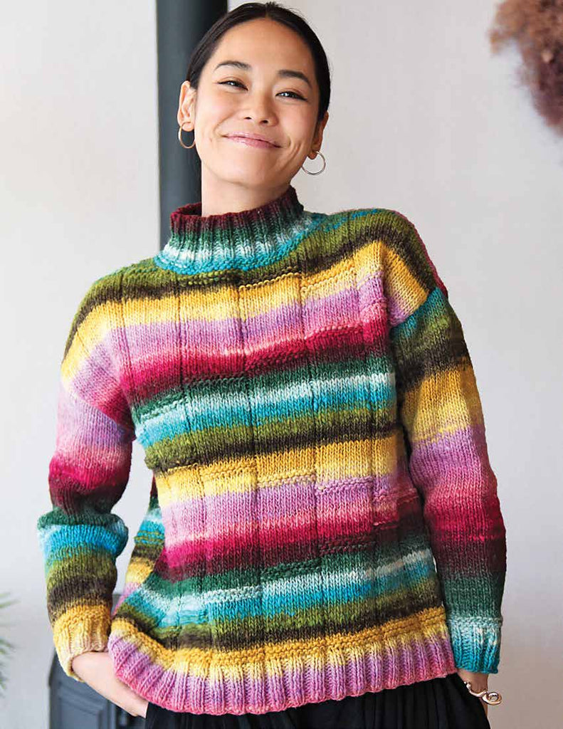 Kureyon Higanbana turtleneck sweater, free digital knitting pattern download