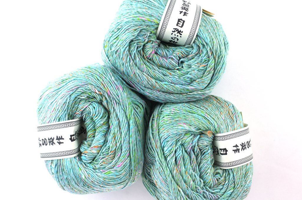 Noro Kakigori, cotton and silk yarn, sport/DK, light teal tweed, jumbo skeins, col 23