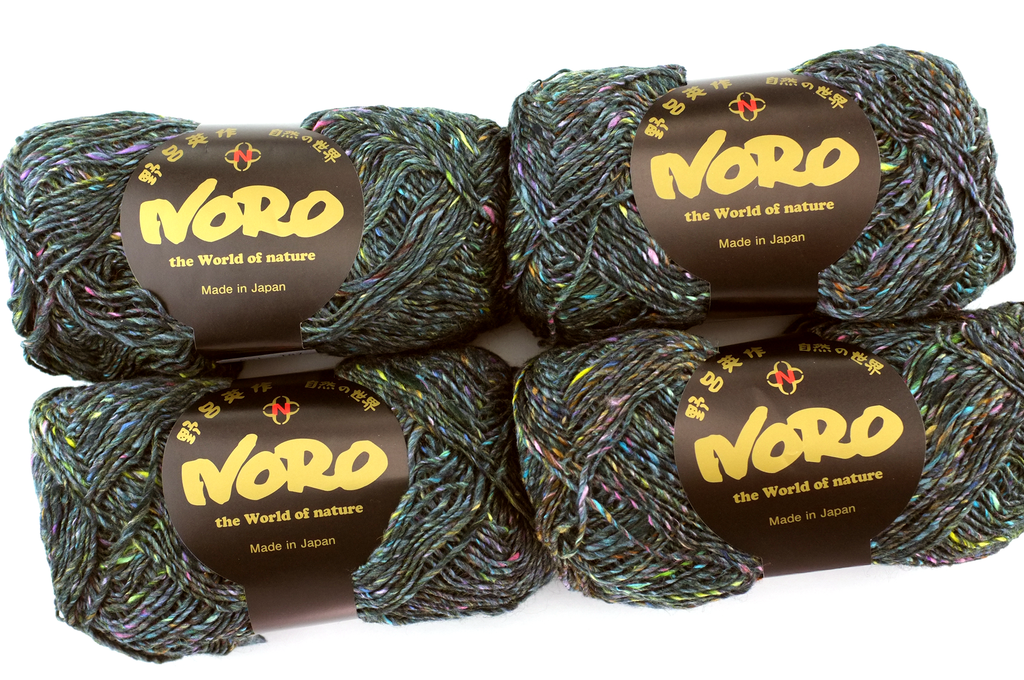 Noro Silk Garden Sock Solo Color TW87, Wool Silk Mohair Sport Weight Knitting Yarn, pastel rainbow on off-black dark gray tweed