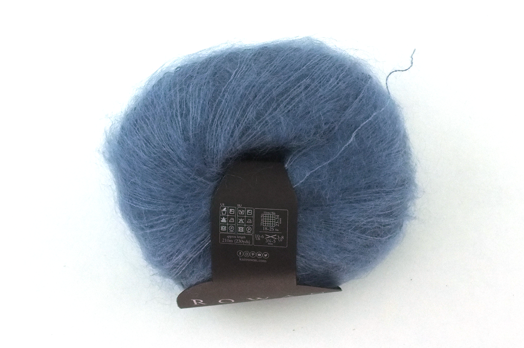 Rowan Kidsilk Haze, Mist #702, soft hazy blue, mohair/silk laceweight yarn - Purple Sage Yarns