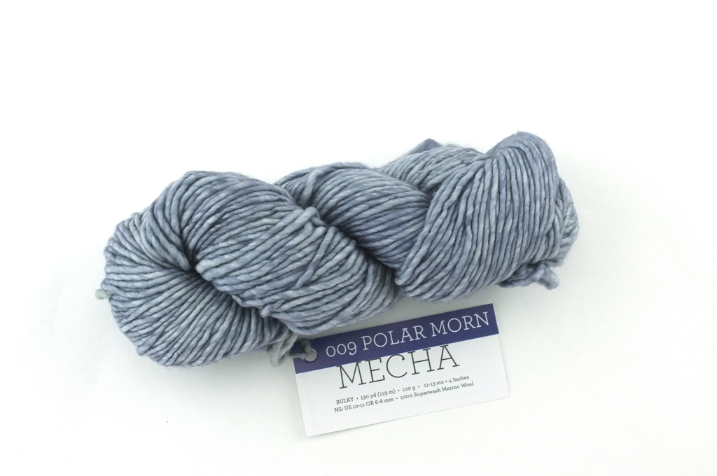 Malabrigo Mecha in color Polar Morn, Bulky Weight Merino Wool Knitting Yarn, light bluish gray, #009 - Purple Sage Yarns
