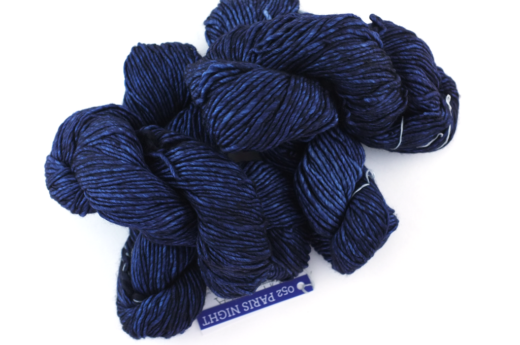 Malabrigo Mecha in color Paris Night, Bulky Weight Merino Wool Knitting Yarn, deep navy midnight, #052 - Purple Sage Yarns