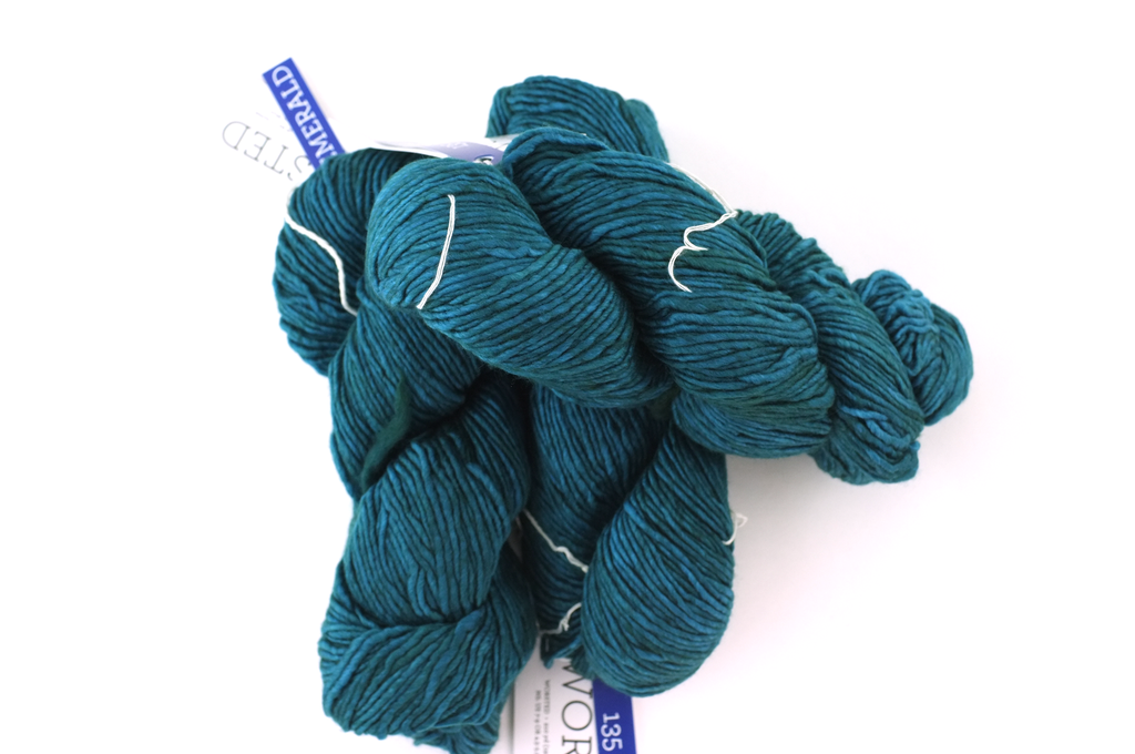 Malabrigo Worsted in color Emerald, #135, Merino Wool Aran Weight Knitting Yarn, teal green - Purple Sage Yarns