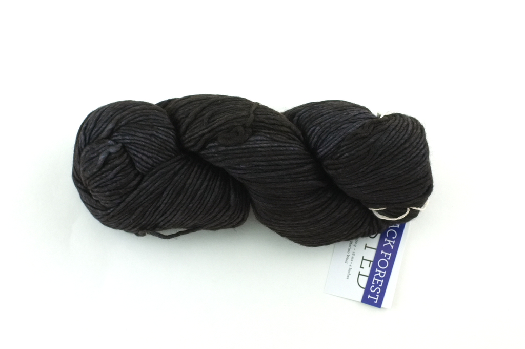 Malabrigo Worsted in color Black Forest, #179, Merino Wool Aran Weight Knitting Yarn, off-black - Purple Sage Yarns