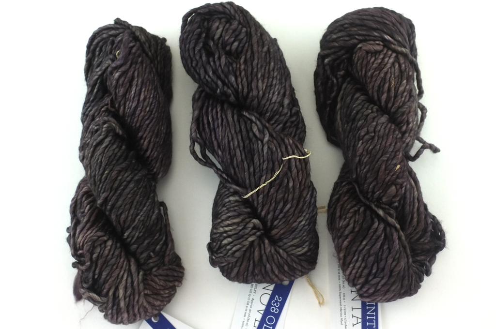 Malabrigo Noventa in color Olivinite, Merino Wool Super Bulky Knitting Yarn, machine washable, mixed warm gray shades, #238 - Purple Sage Yarns