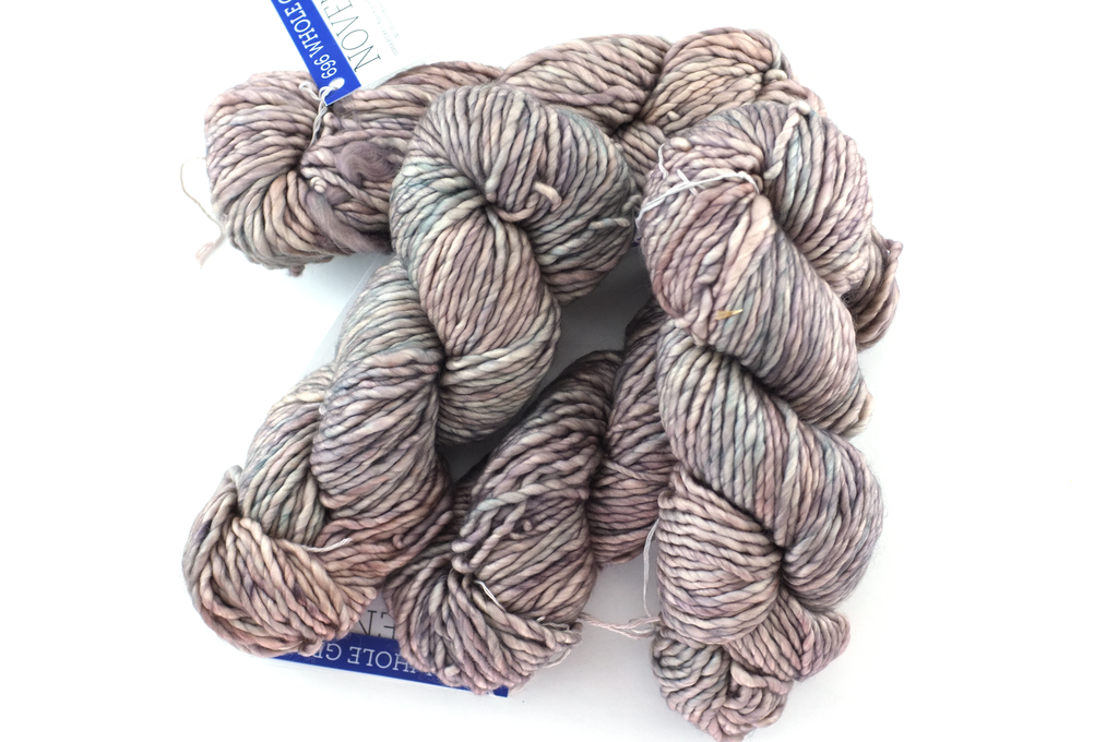 Malabrigo Noventa in color Whole Grain, Merino Wool Super Bulky Knitting Yarn, machine washable, tonal beiges, #429 - Purple Sage Yarns
