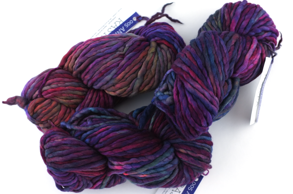 Malabrigo Rasta in color Aniversario, Super Bulky Merino Wool Knitting Yarn, blues, reds, red-violet, purples, #005 - Purple Sage Yarns