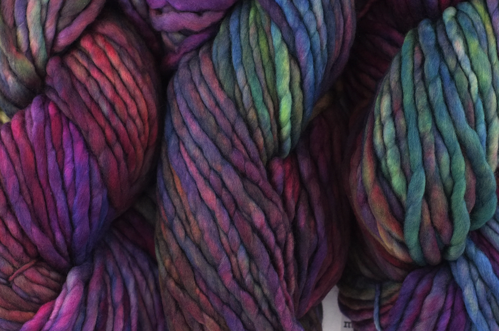Malabrigo Rasta in color Aniversario, Super Bulky Merino Wool Knitting Yarn, blues, reds, red-violet, purples, #005 - Purple Sage Yarns
