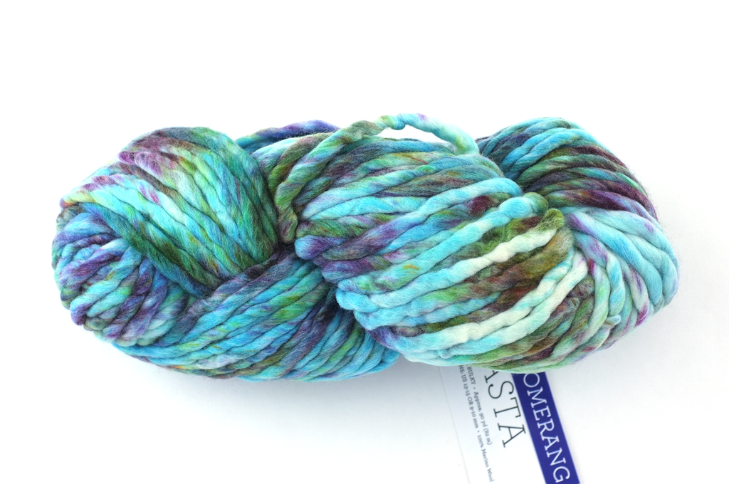 Malabrigo Rasta in color Boomerang, Super Bulky Merino Wool Knitting Yarn, turquoise, aqua, purple, #197 - Purple Sage Yarns