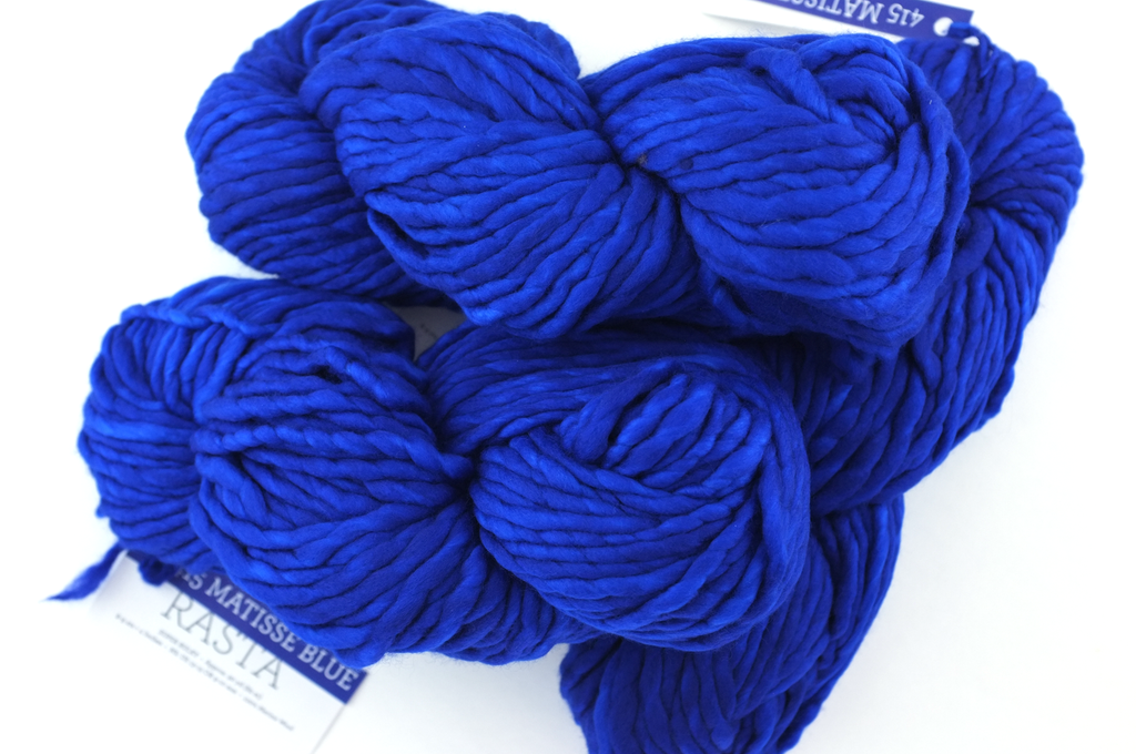 Malabrigo Rasta in color Matisse Blue, Merino Wool Super Bulky Knitting Yarn, intense electric blue, #415 - Purple Sage Yarns