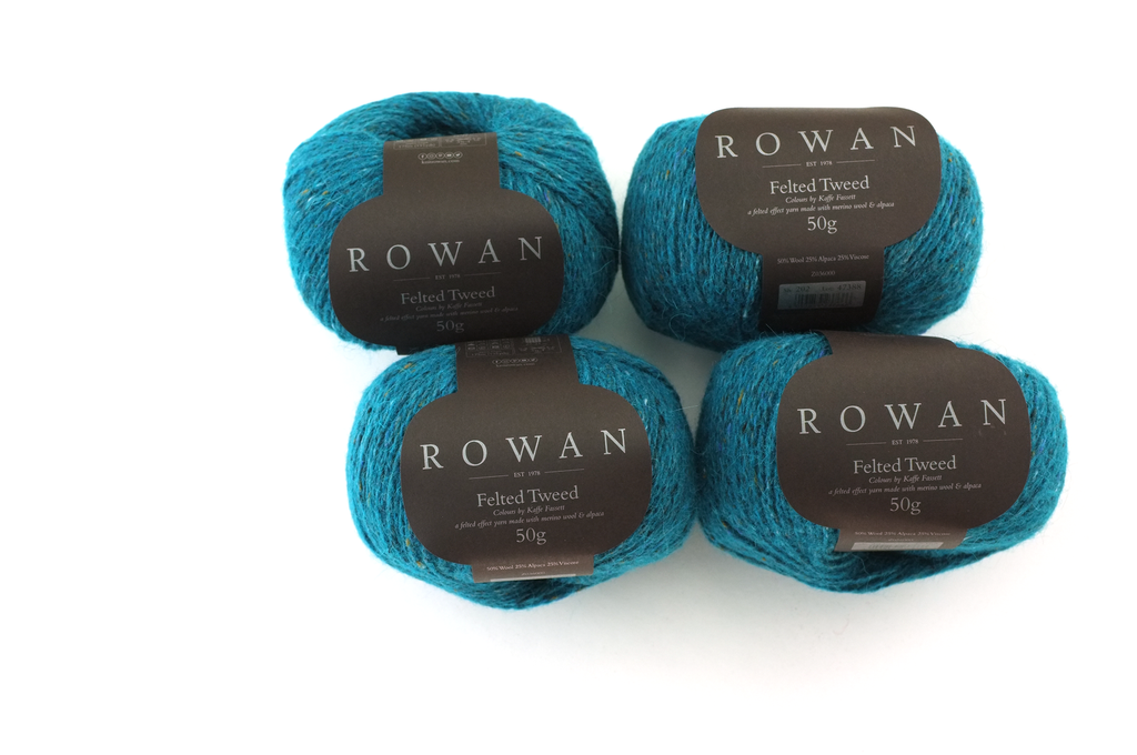 Rowan Felted Tweed Turquoise 202, deepest teal turquoise, merino, alpaca, viscose knitting yarn