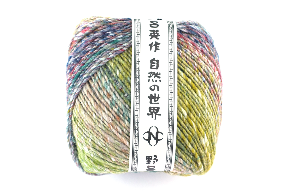 Noro Rikka Color 08, bulky weight knitting yarn, dragon skeins in greens, red-violet, wool, alpaca, silk