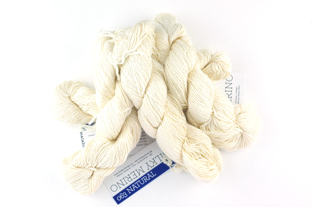 Malabrigo Silky Merino in color Natural, DK Weight Silk and Merino Wool Knitting Yarn, off white, #063 - Purple Sage Yarns