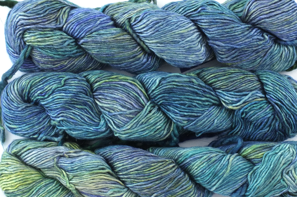 Malabrigo Silky Merino in color Indiecita, DK Weight Silk and Merino Wool Knitting Yarn, violet, greens, #416 - Purple Sage Yarns