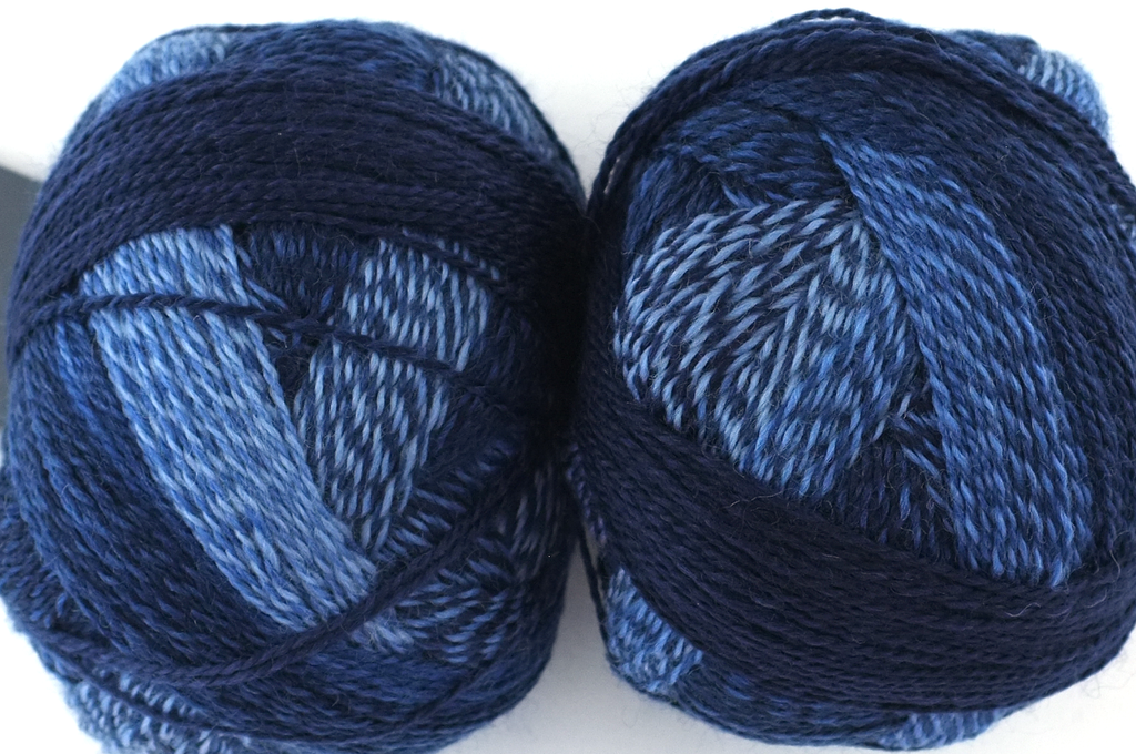 Crazy Zauberball, self striping sock yarn, color 1535 Stone-Washed, fingering weight yarn, denim blues