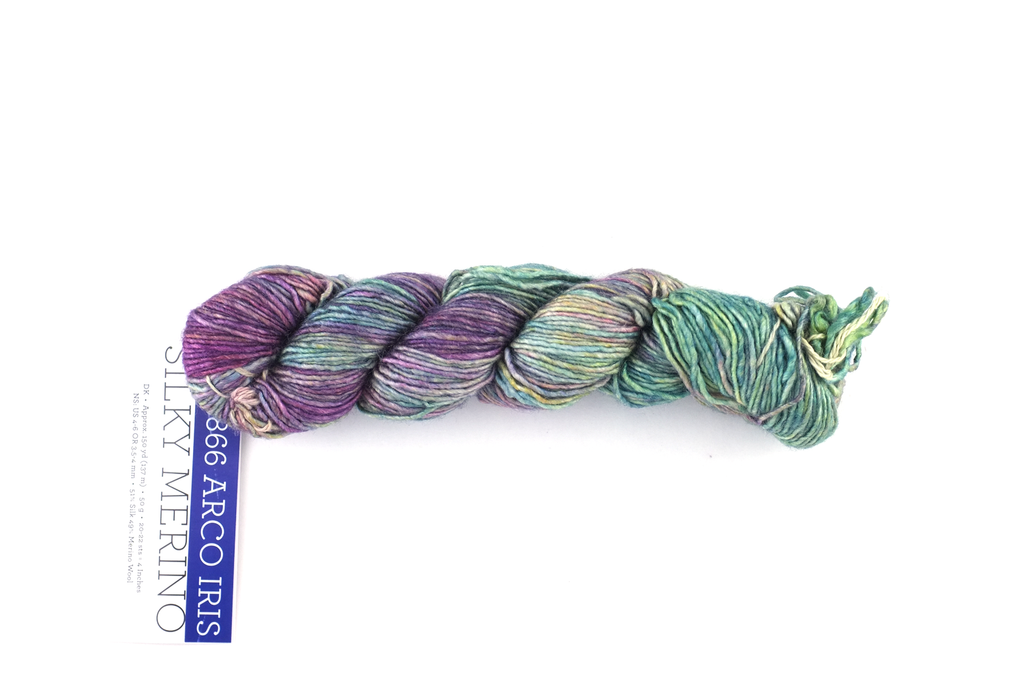 Malabrigo Silky Merino in color Arco Iris, DK Weight Silk and Merino Wool Knitting Yarn, rainbow, #866 from Purple Sage Yarns