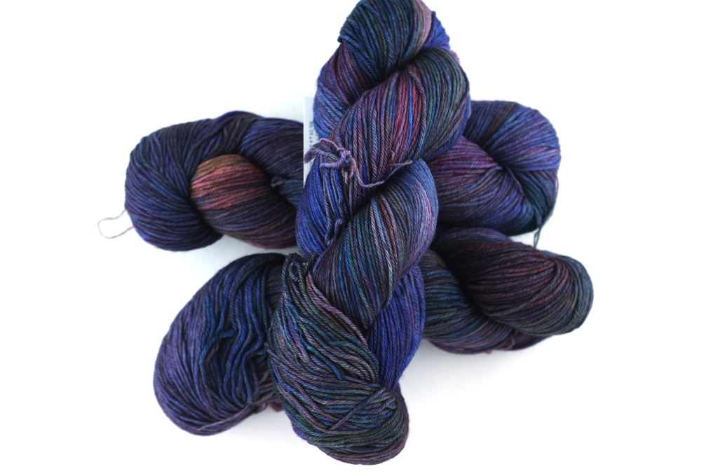 Arroyo in color Sombra de Palma, Sport Weight Merino Wool Knitting Yarn, dark blues, purples, #229 from Purple Sage Yarns