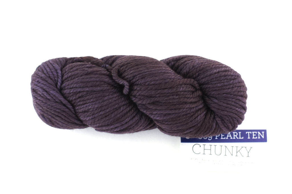 Malabrigo Chunky in color Pearl Ten, Bulky Weight Merino Wool Knitting Yarn, deepest gray-eggplant, #069 from Purple Sage Yarns