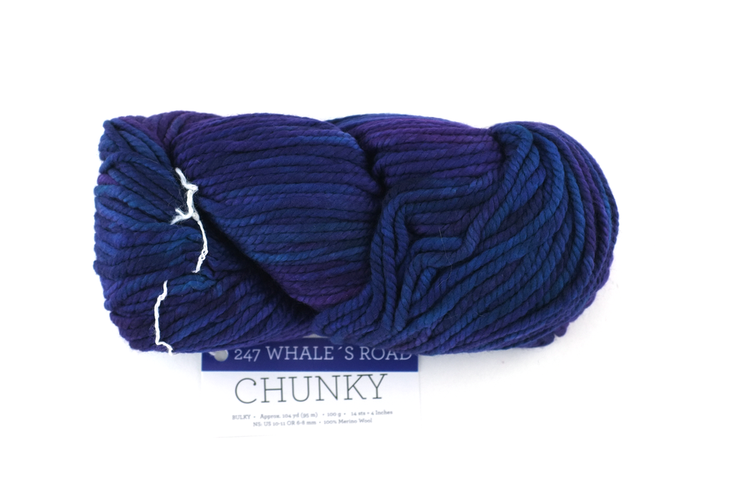 Malabrigo Chunky in color Whale's Road, Bulky Weight Merino Wool Knitting Yarn, dark blues, purples, #247