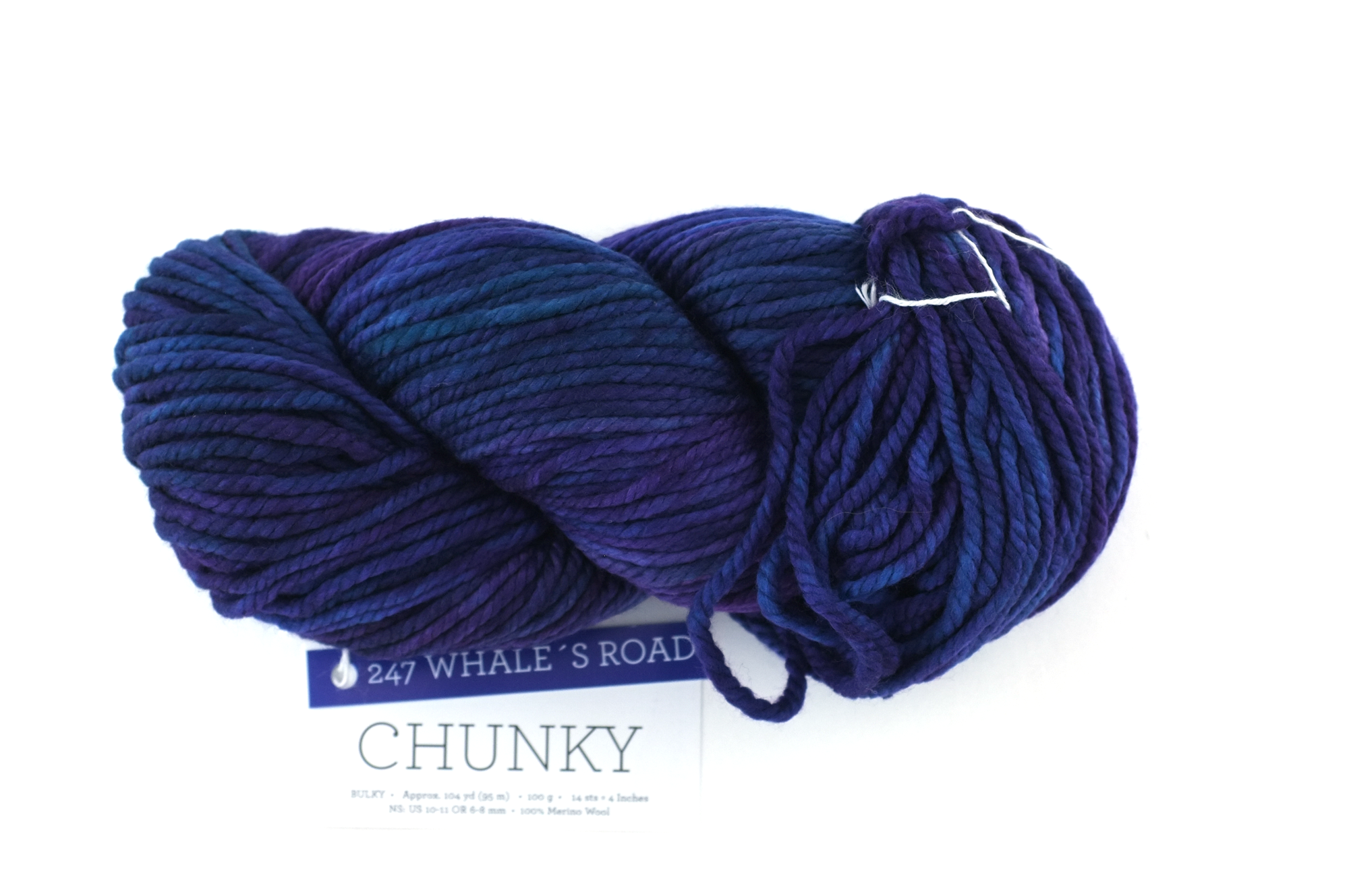 Malabrigo Chunky in color Whale's Road, Bulky Weight Merino Wool Knitting Yarn, dark blues, purples, #247