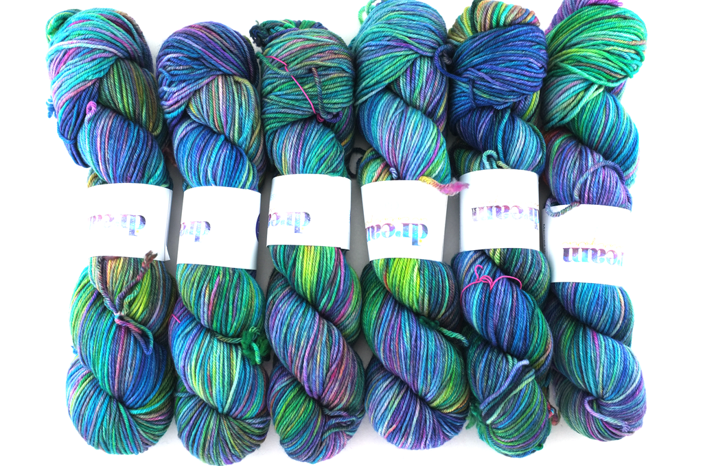 Dream in Color Classy color Mermaid Shoes 515, teals, blues, purples, worsted weight yarn