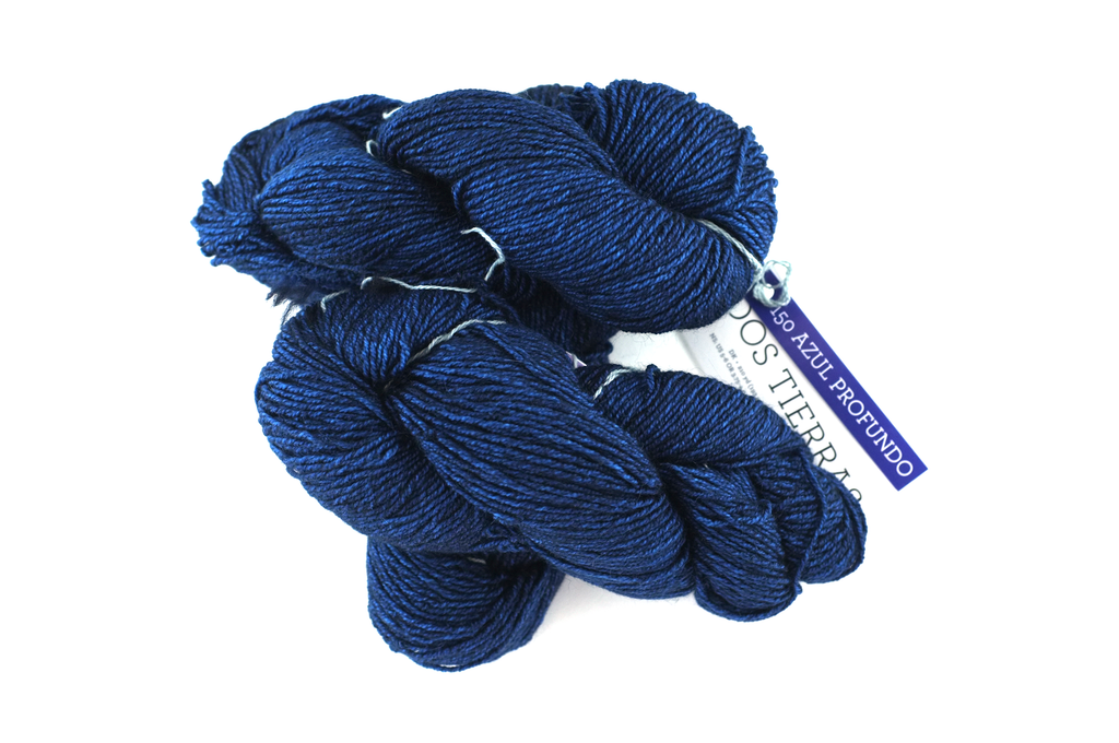 Malabrigo Dos Tierras in color Azul Profundo, DK Weight Alpaca and Merino Wool Knitting Yarn, deep blues, #150