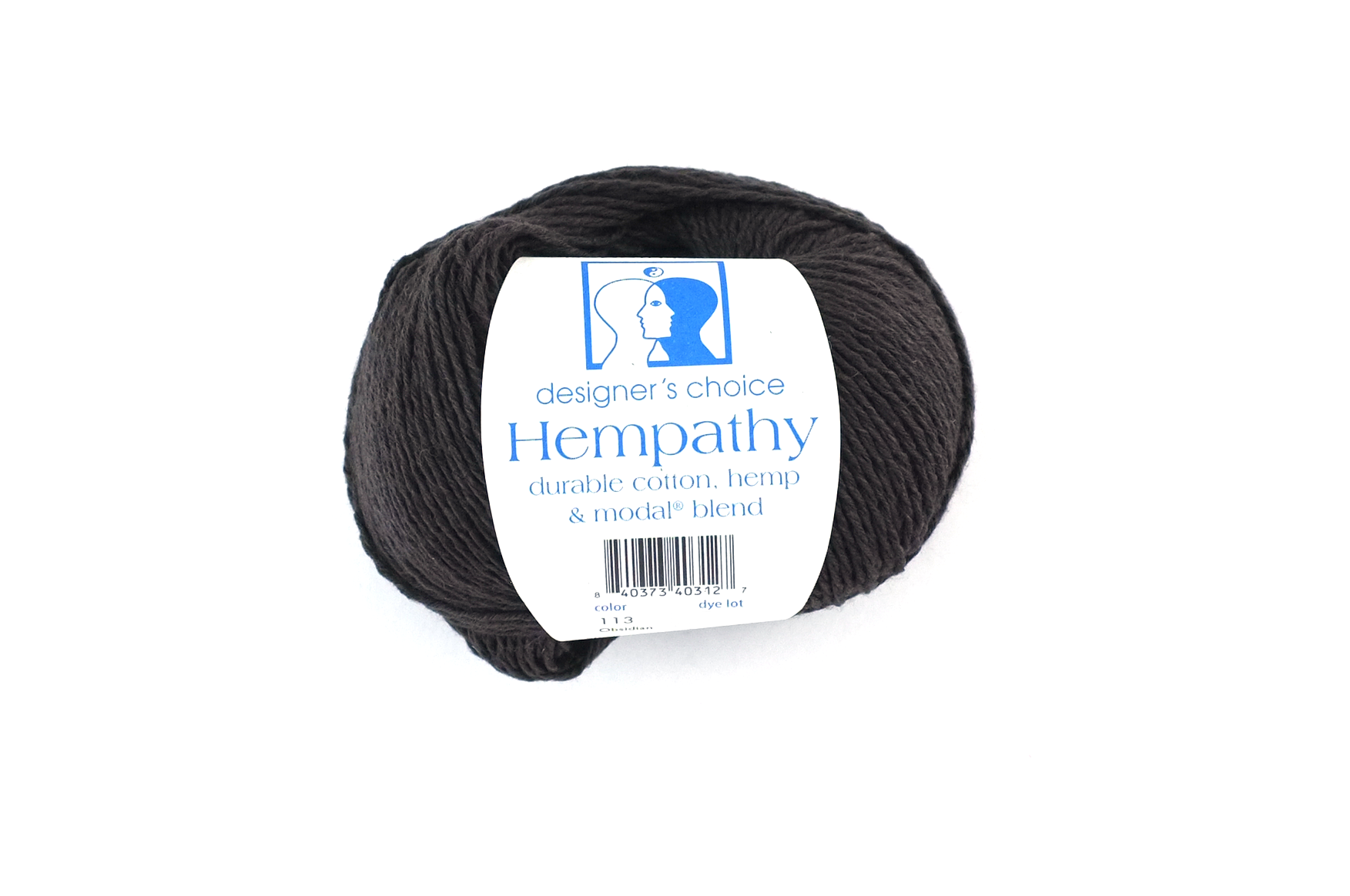 Hempathy no 113 Obsidian, hemp, cotton, DK weight knitting yarn, solid black