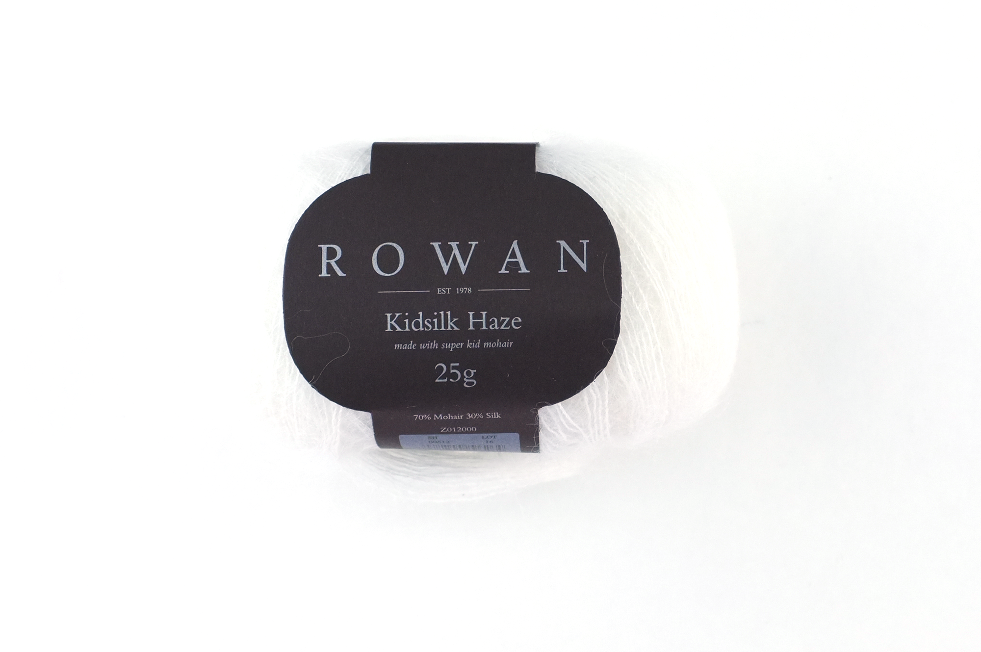 Rowan Kidsilk Haze, White #612, neutral pure white, mohair/silk laceweight yarn