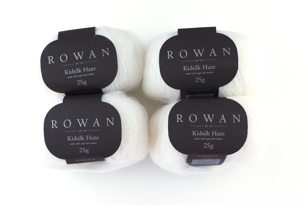 Rowan Kidsilk Haze, White #612, neutral pure white, mohair/silk laceweight yarn