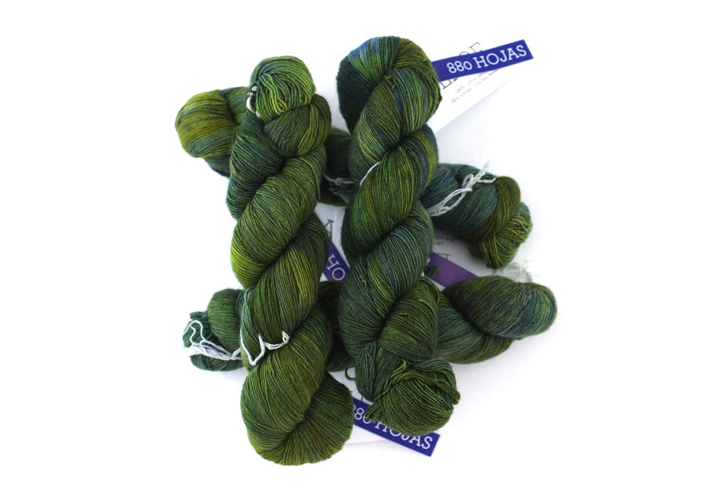 Malabrigo Lace in color Hojas, Lace Weight Merino Wool Knitting Yarn, forest of greens, #880