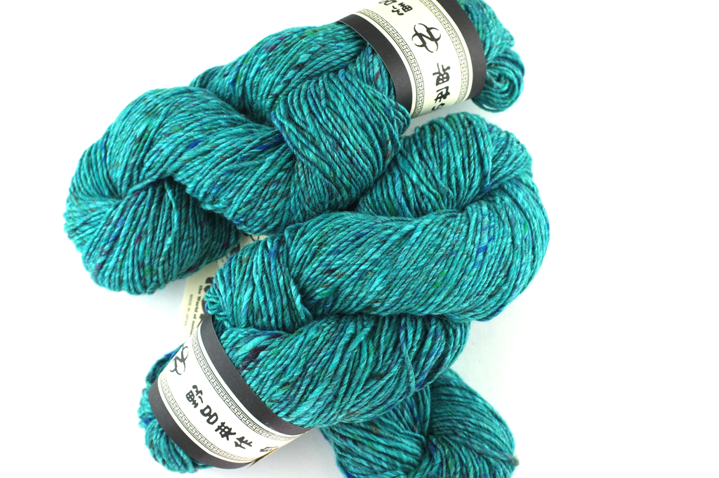 Noro Madara Color 26, Onsen, wool silk alpaca, worsted weight knitting yarn, teal tweed